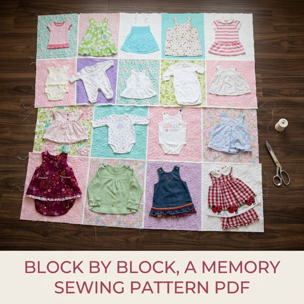 Framed Outfit Memory Quilt Sewing Pattern PDF – Whole Baby Clothes Appliqué Keepsake
