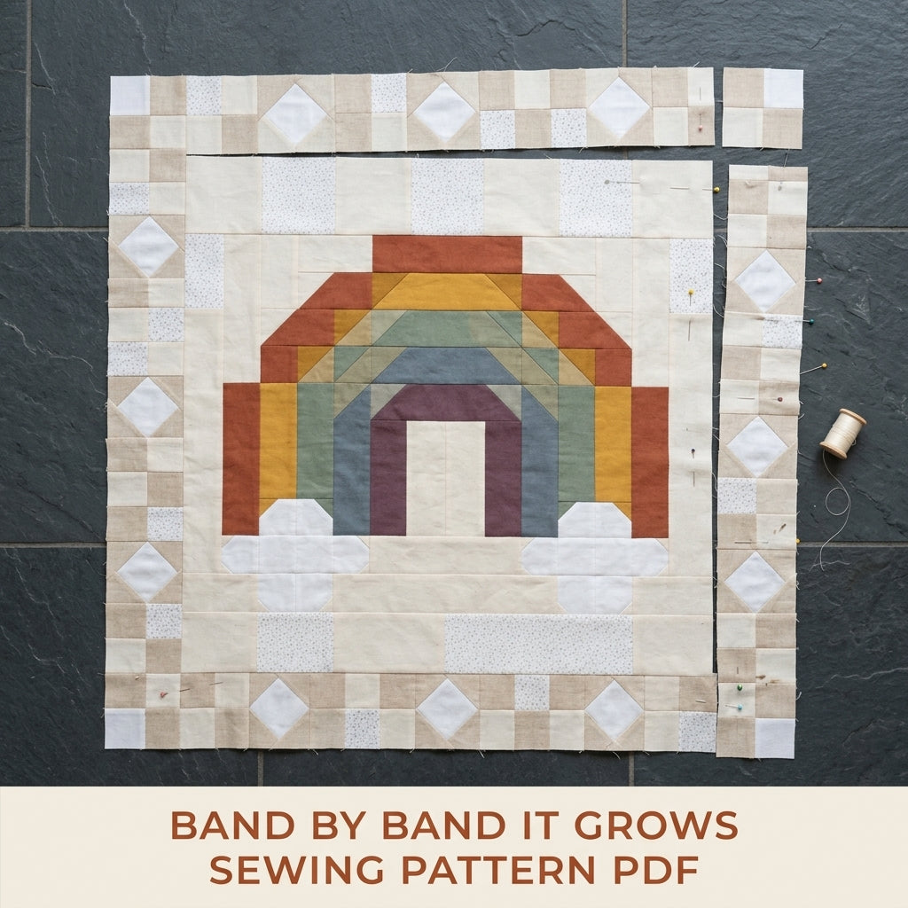 Rainbow Baby Quilt Pattern PDF – Boho Pieced Nursery Quilt with Clouds