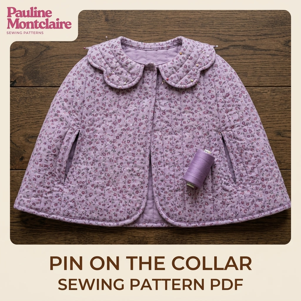 Children's Quilted Cape Sewing Pattern PDF – Girls' Cape with Scalloped Collar and Arm Slits