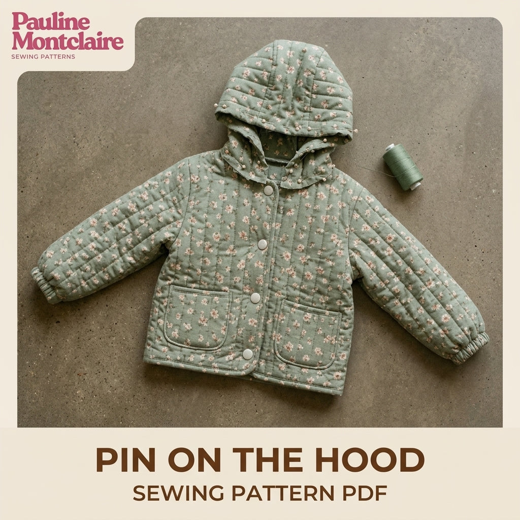 Children's Quilted Hooded Jacket Sewing Pattern PDF – Girls' Jacket with Frilled Hood and Pockets