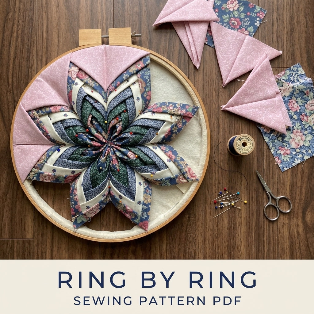 Folded Star Hoop Art Sewing Pattern PDF – Fabric Star Wall Decor
