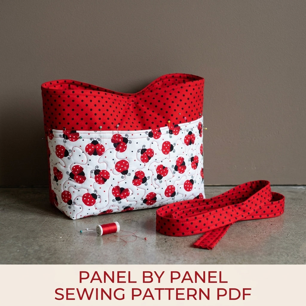 Ladybug Pocket Tote Sewing Pattern PDF – Quilted Tote with Outside Pockets
