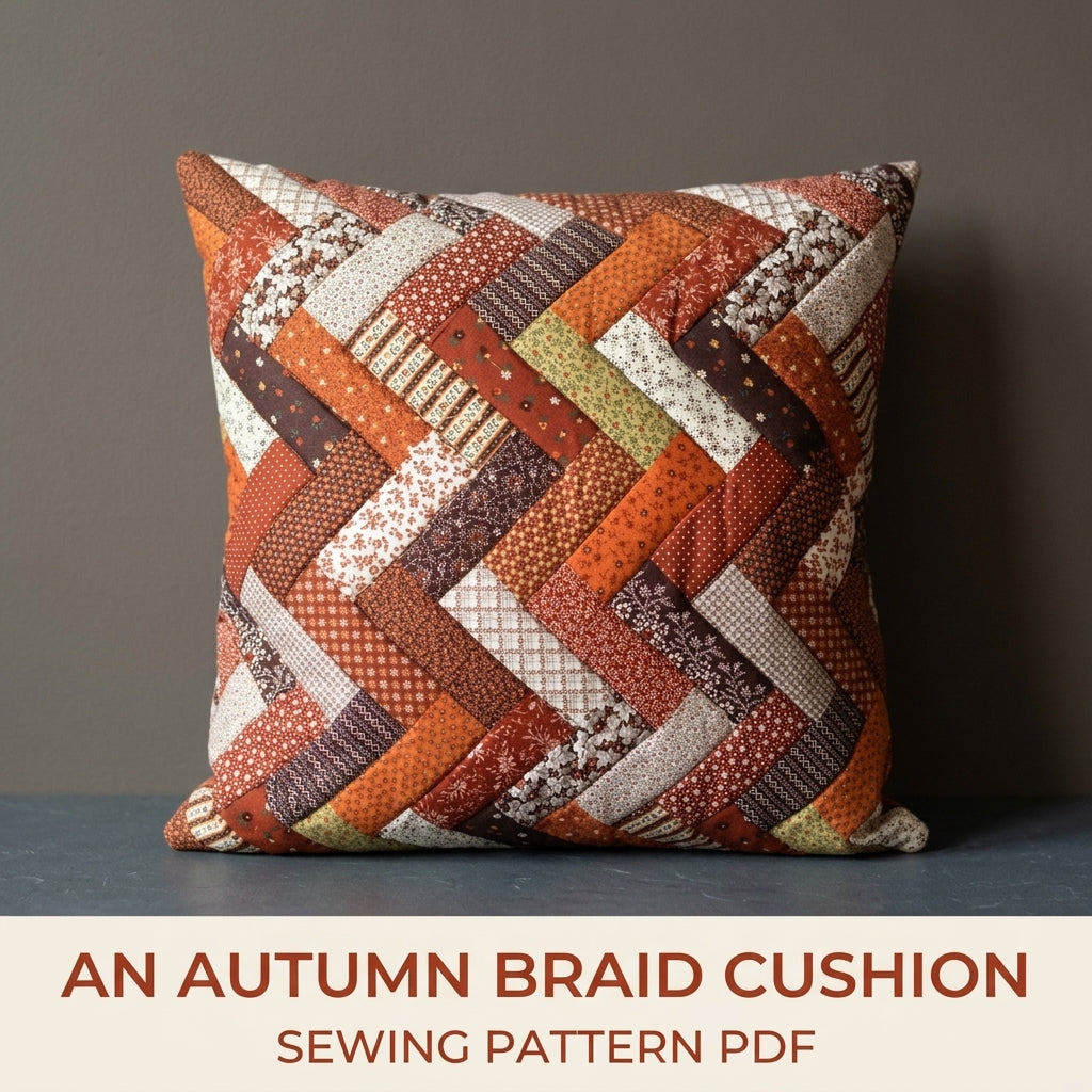 Autumn Braid Patchwork Cushion Sewing Pattern PDF – Herringbone Pillow