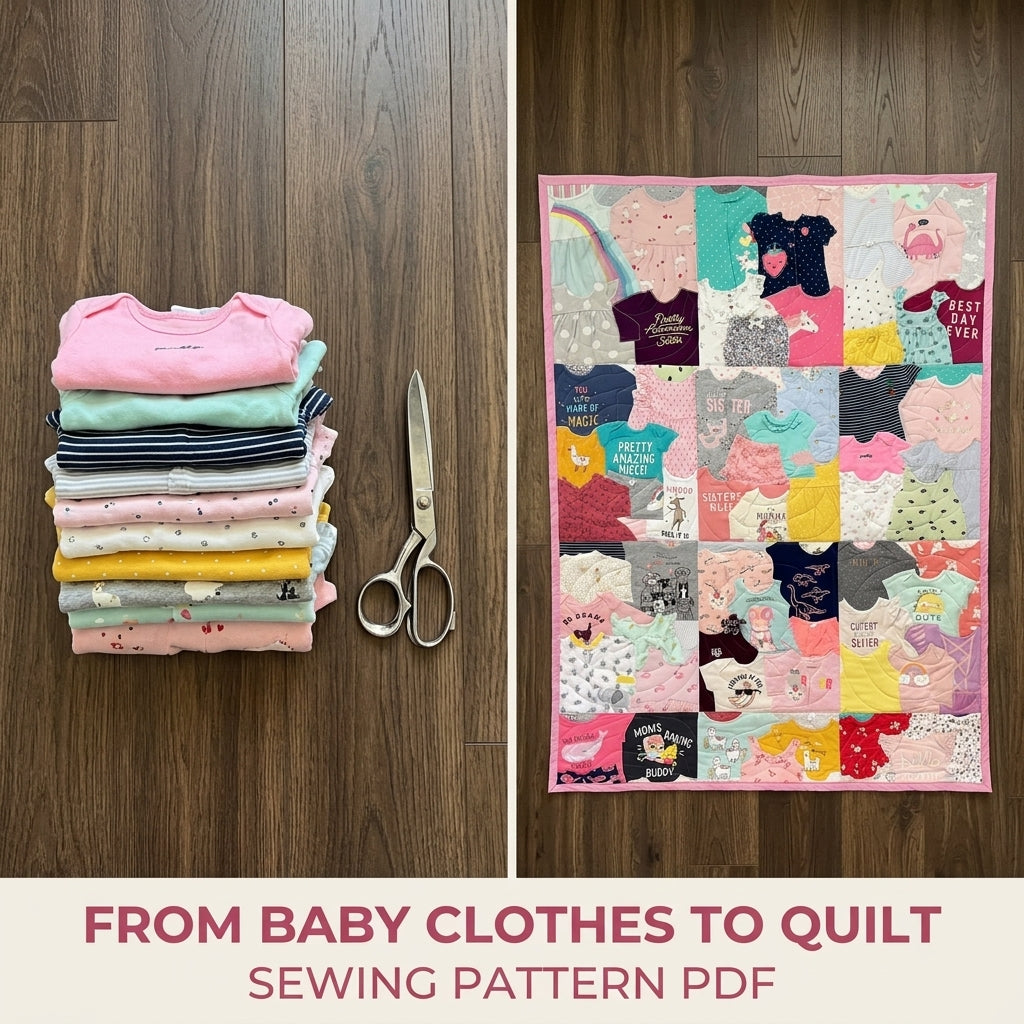 Baby Clothes Memory Quilt Sewing Pattern PDF – Keepsake Quilt from Onesies