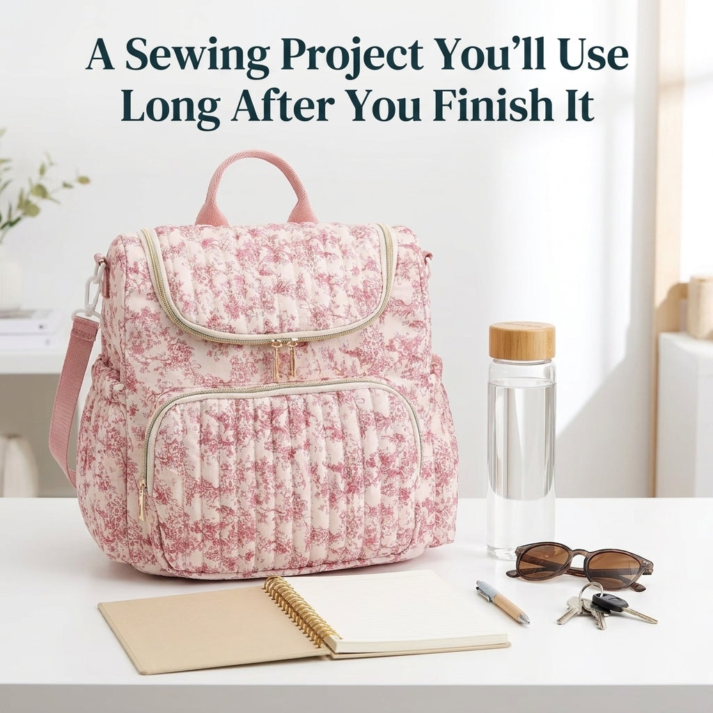 Camera Bag Sewing Pattern — Boxy Crossbody with Front Zip Pocket, Solid or Patchwork Version, PDF Download