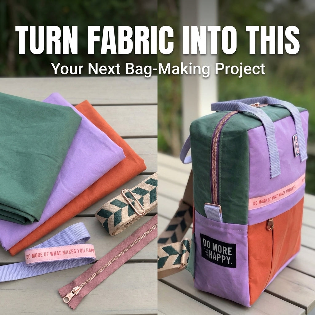 Colour Block Backpack PDF Sewing Pattern | Zip-Top Rucksack with Front Pocket | Intermediate Bag Sewing Project | Instant Download