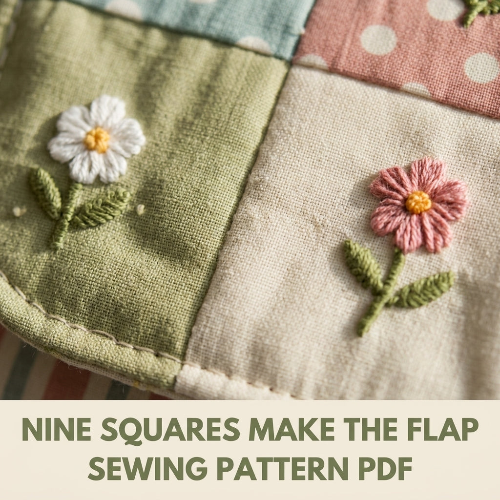 Embroidered Patchwork Flap Bag Sewing Pattern PDF – Small Crossbody with Flowers