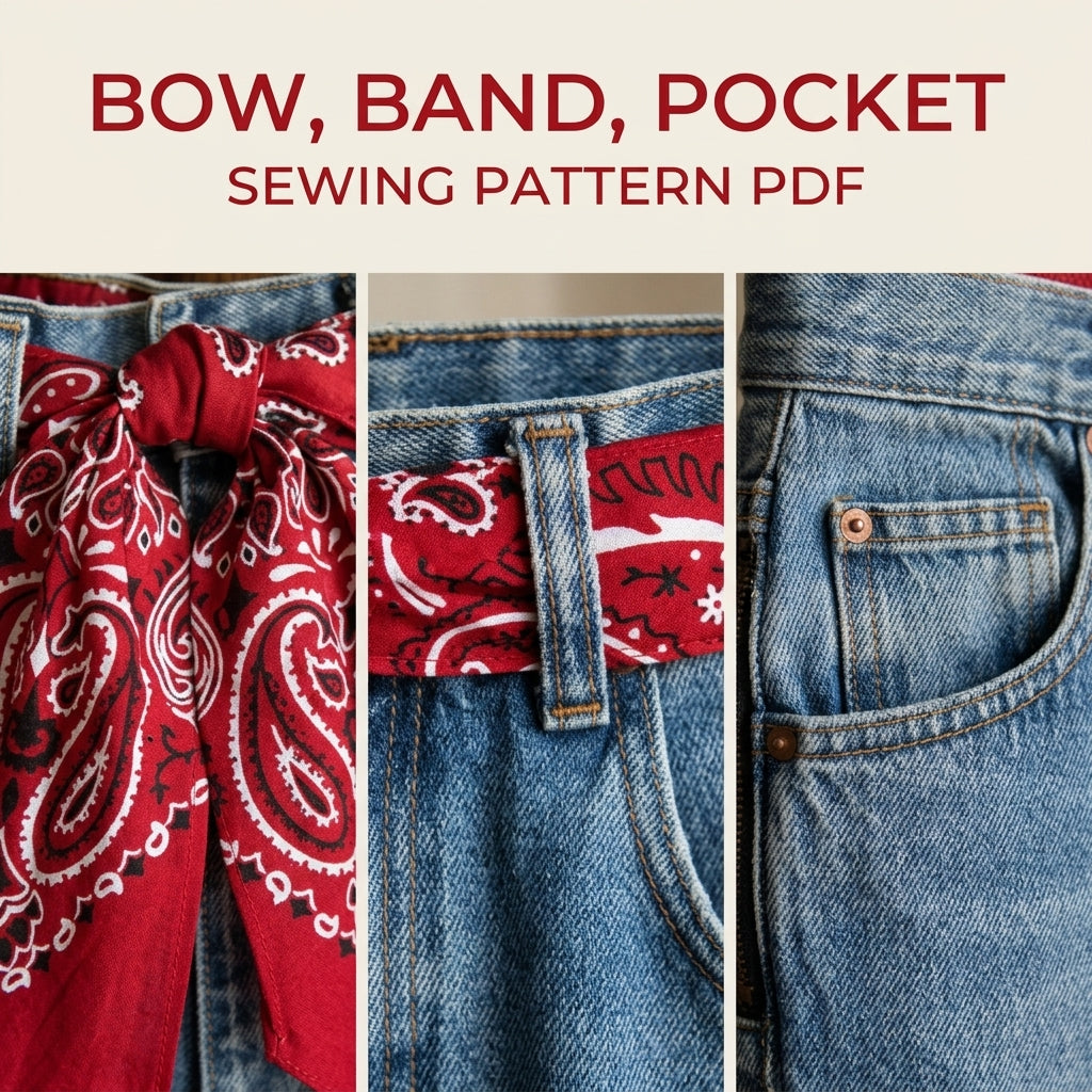 Bandana Bow Jeans Bag Sewing Pattern PDF – Upcycled Denim Shoulder Bag