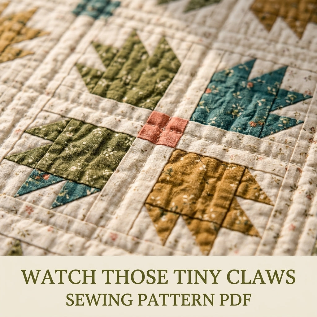 Bear's Paw Quilt Pattern PDF – Traditional Throw Quilt with Earthy Floral Prints