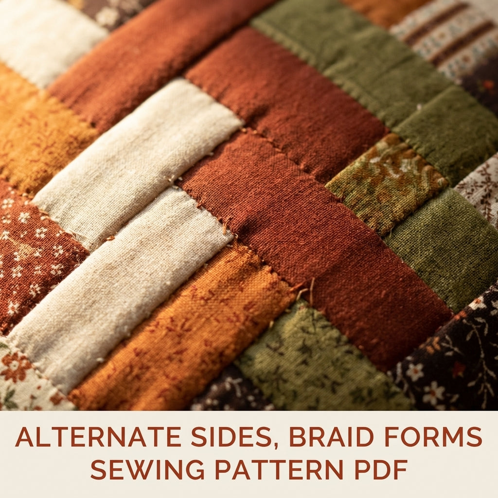 Autumn Braid Patchwork Cushion Sewing Pattern PDF – Herringbone Pillow