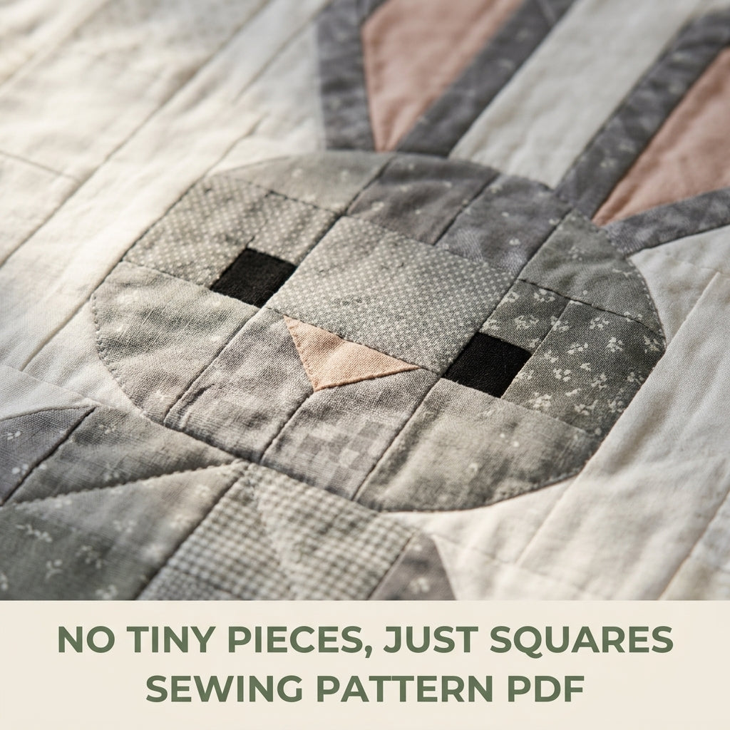 Bunny Baby Quilt Pattern PDF – Pieced Nursery Quilt with Heart Border
