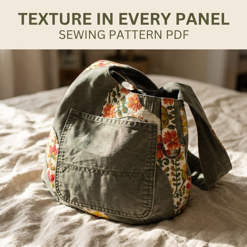 Workwear Floral Hobo Bag Sewing Pattern PDF – Upcycled Canvas Shoulder Bag