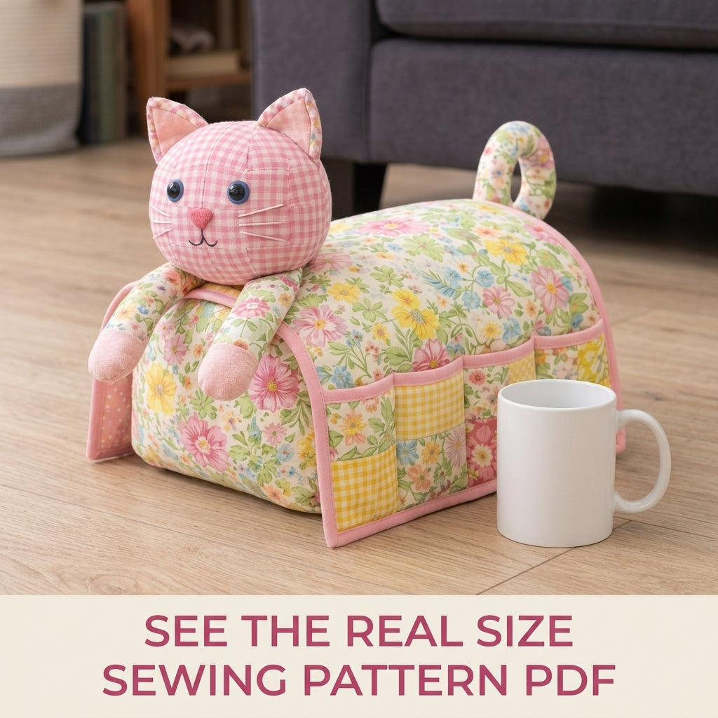 Cat Armrest Caddy Sewing Pattern PDF – Sofa Organizer with Pockets