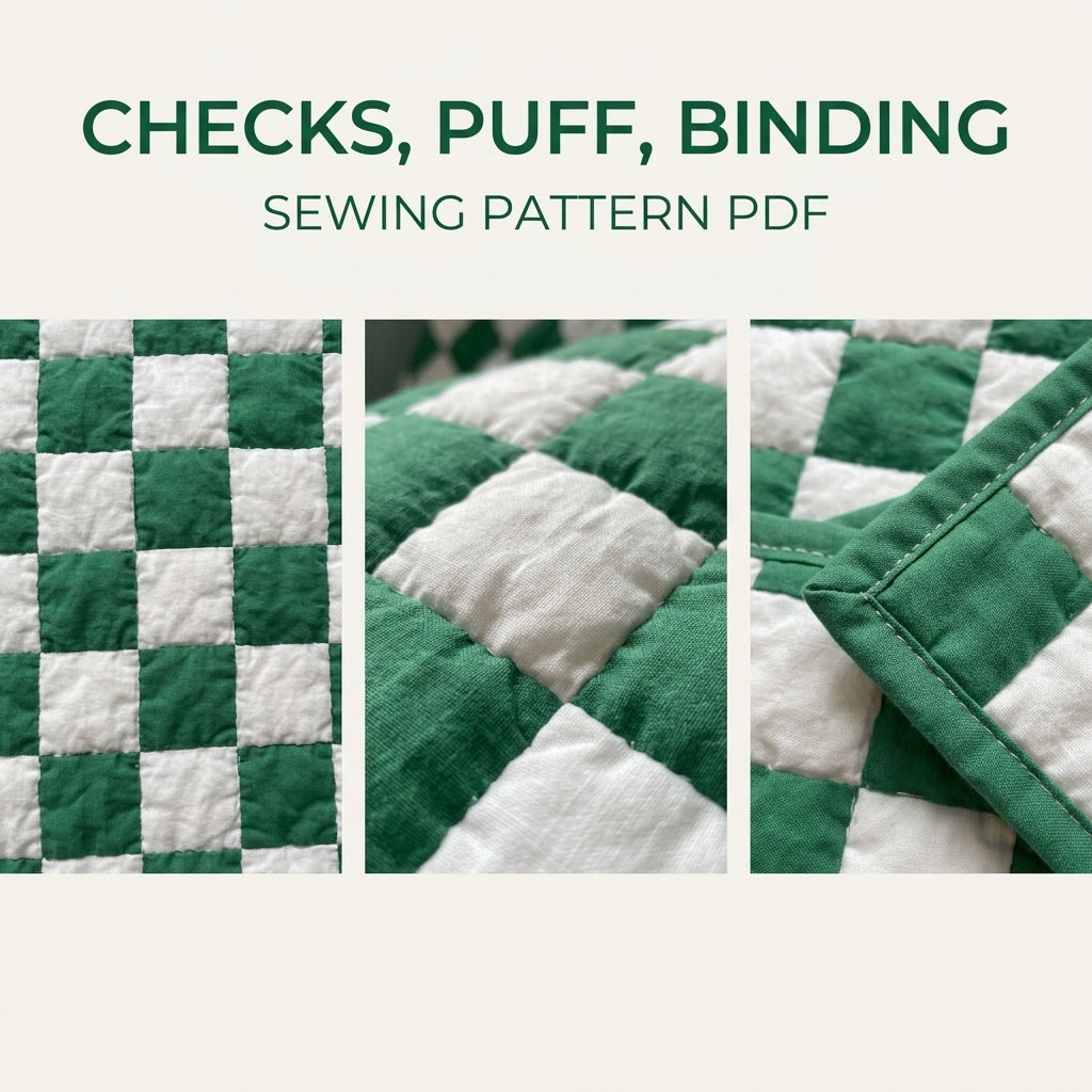 Green Checkerboard Quilt Pattern PDF – Easy Two-Colour Squares Throw Quilt