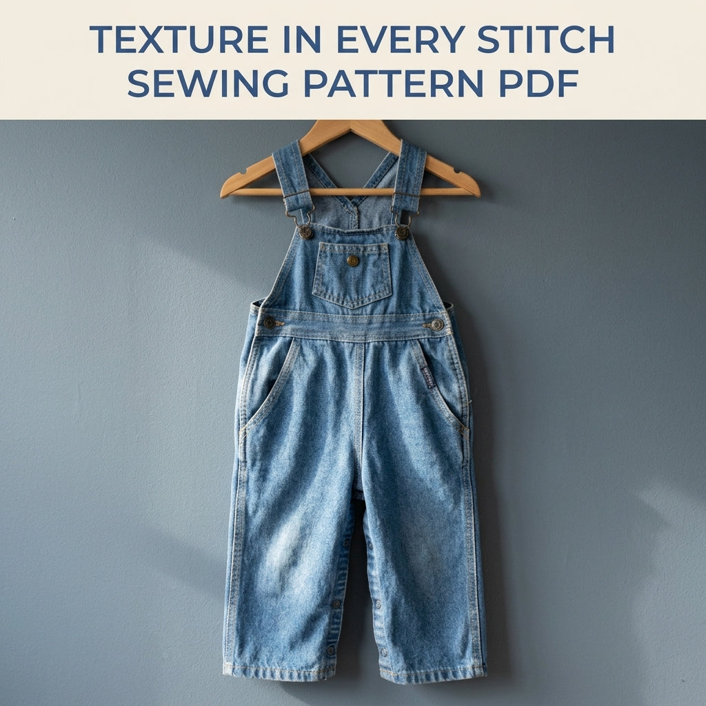 Kids Denim Overalls Sewing Pattern PDF – Toddler Bib Overalls with Snap Legs