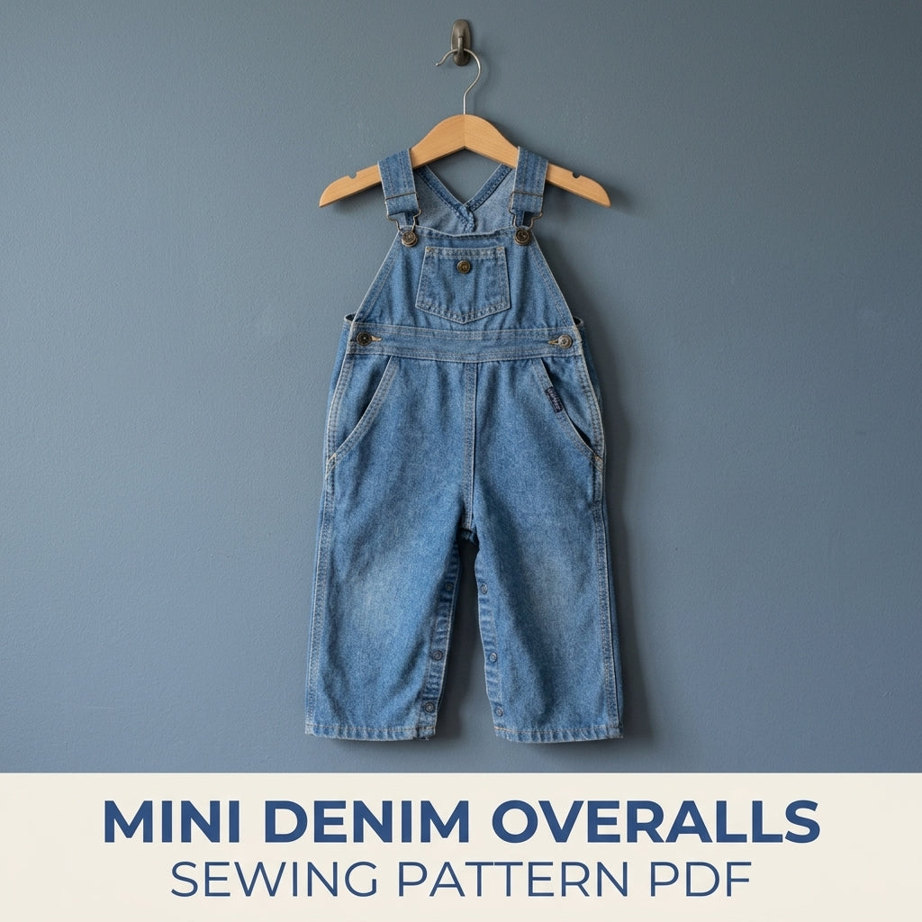 Kids Denim Overalls Sewing Pattern PDF – Toddler Bib Overalls with Snap Legs