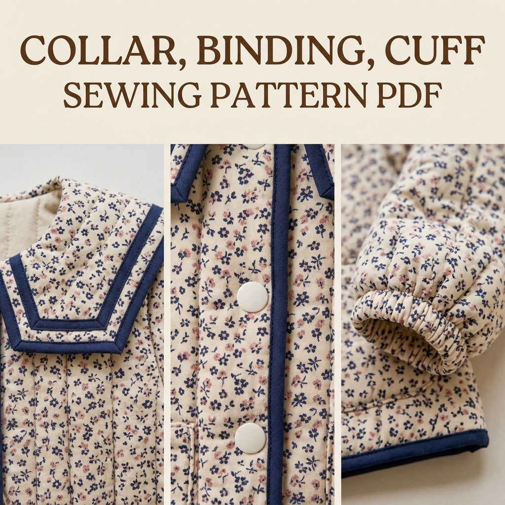 Children's Sailor Collar Jacket Sewing Pattern PDF – Quilted Girls' Jacket with Bias Binding