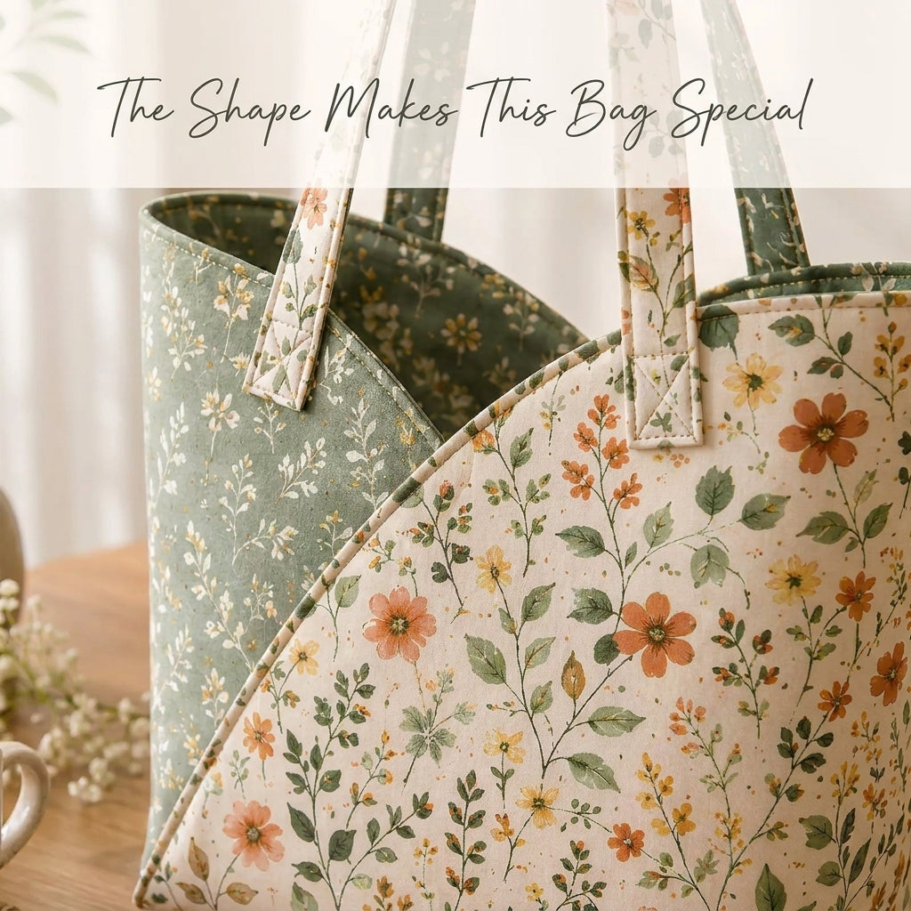 Quilted Tote Bag Sewing Pattern — Structured Rectangular Bag with Boxed Base, Beginner Friendly, PDF Download