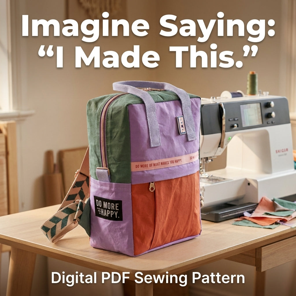 Colour Block Backpack PDF Sewing Pattern | Zip-Top Rucksack with Front Pocket | Intermediate Bag Sewing Project | Instant Download