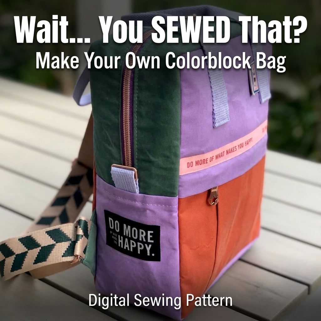 Colour Block Backpack PDF Sewing Pattern | Zip-Top Rucksack with Front Pocket | Intermediate Bag Sewing Project | Instant Download