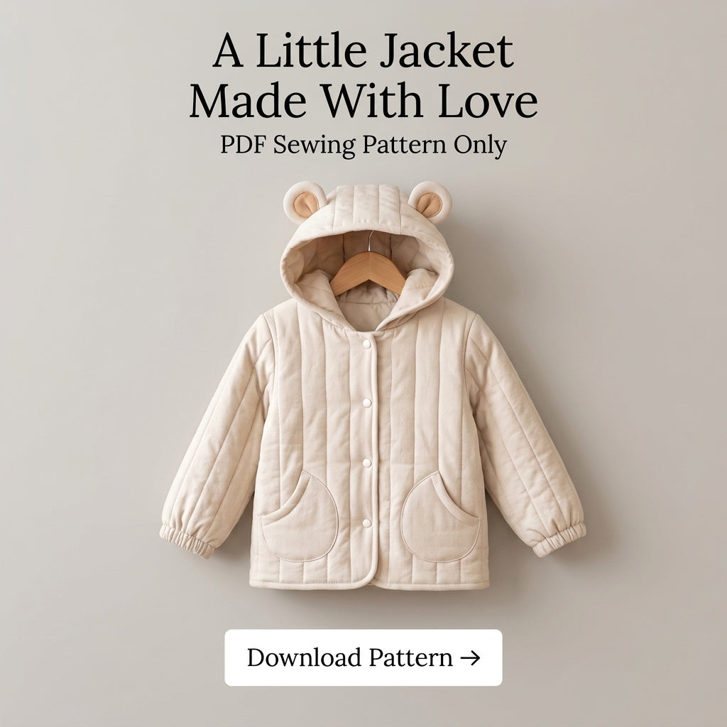 Kids' Quilted Jacket Sewing Pattern – Hooded Jacket with Bear Ears