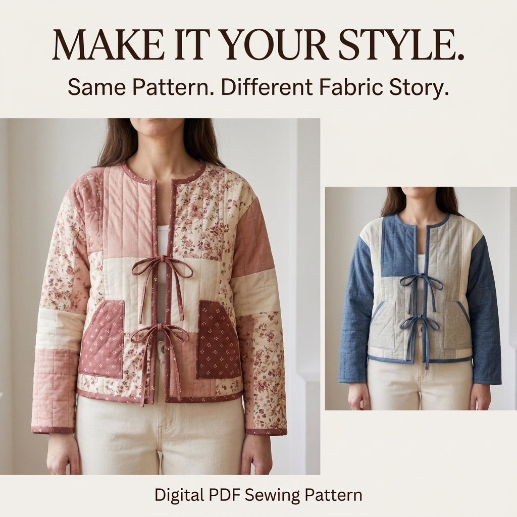 Tie-Front Quilted Jacket – PDF Sewing Pattern