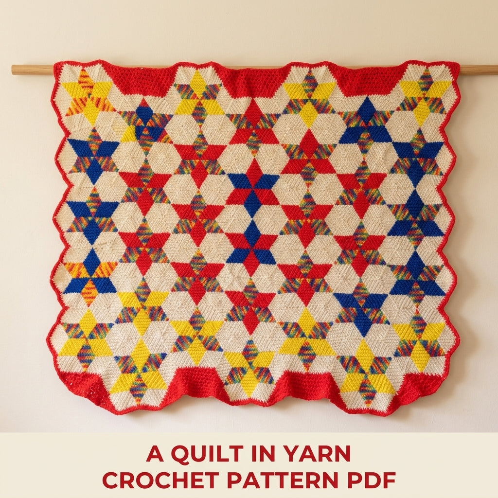 Rainbow Star Hexagon Blanket Crochet Pattern PDF – Quilt Style Crochet Throw