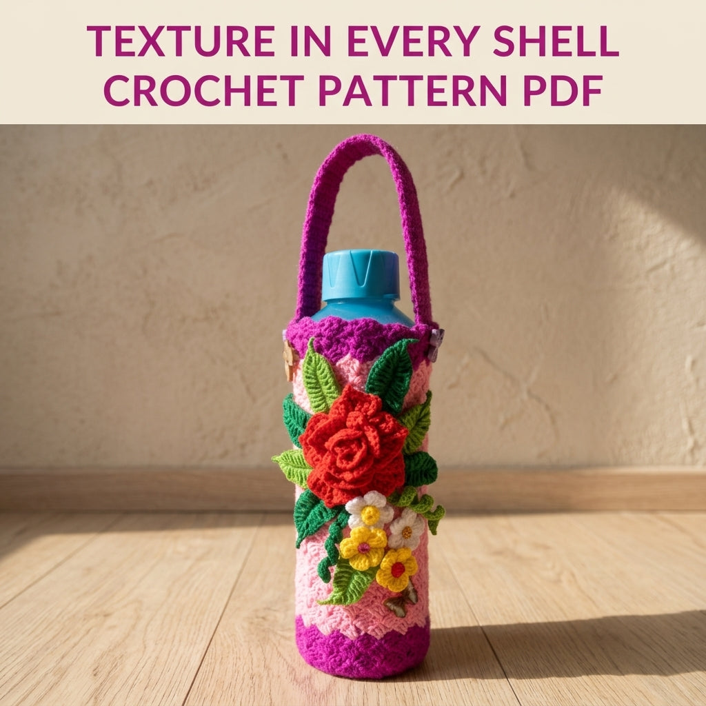 Rose Bouquet Bottle Holder Crochet Pattern PDF – Water Bottle Carrier