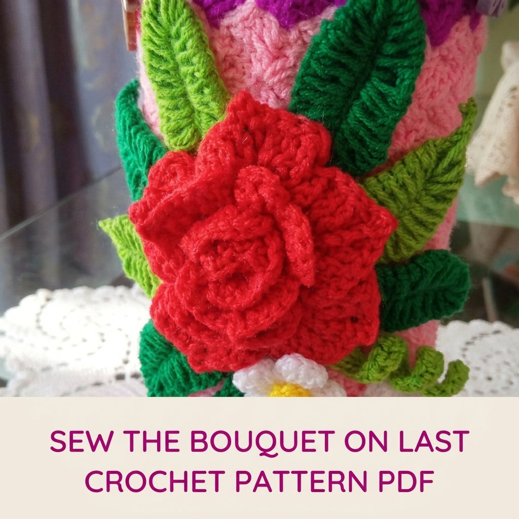 Rose Bouquet Bottle Holder Crochet Pattern PDF – Water Bottle Carrier