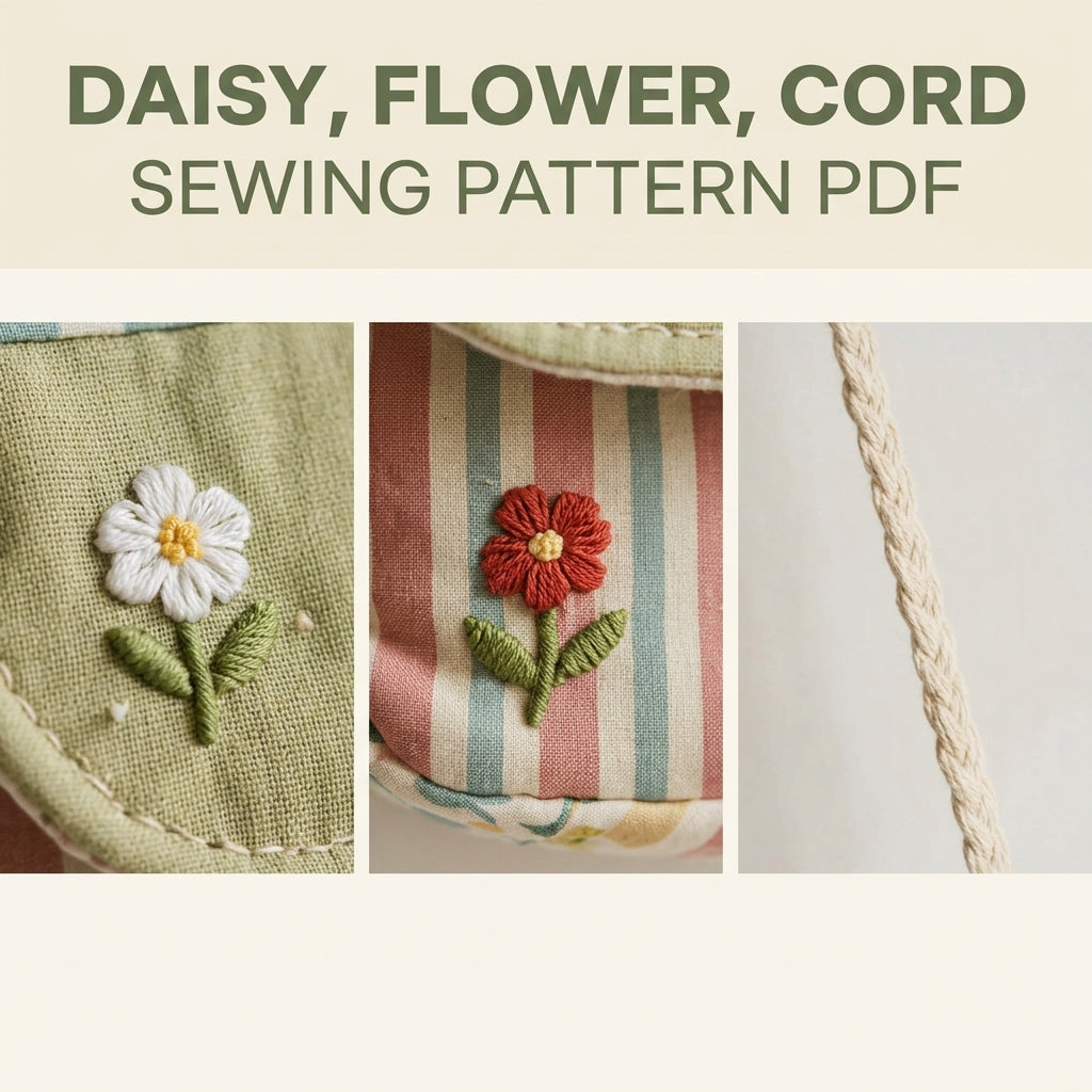 Embroidered Patchwork Flap Bag Sewing Pattern PDF – Small Crossbody with Flowers