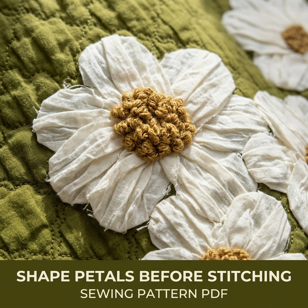 Daisy Appliqué Quilted Vest Sewing Pattern PDF – 3D Flower Quilted Waistcoat