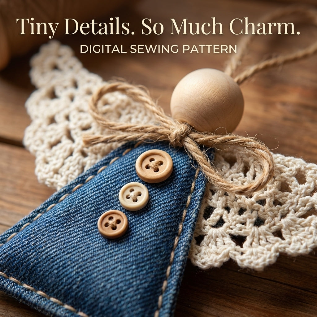 Denim Angel Ornament PDF Sewing Pattern | Upcycled Jeans Christmas Decorations | Scrap-Busting Beginner Project | Instant Download