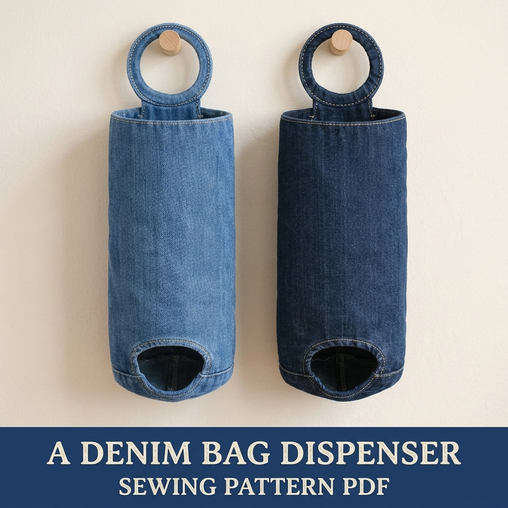 Denim Bag Dispenser Sewing Pattern PDF – Upcycled Jeans Plastic Bag Holder