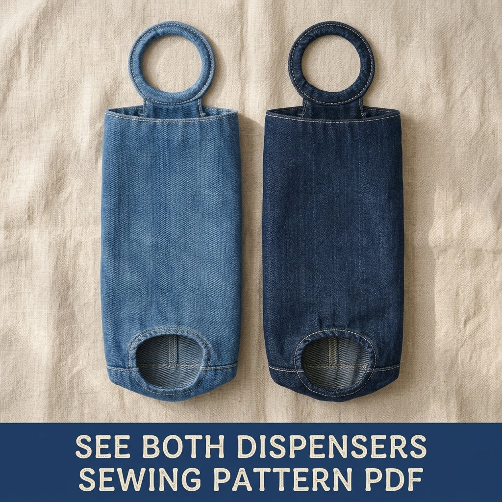 Denim Bag Dispenser Sewing Pattern PDF – Upcycled Jeans Plastic Bag Holder