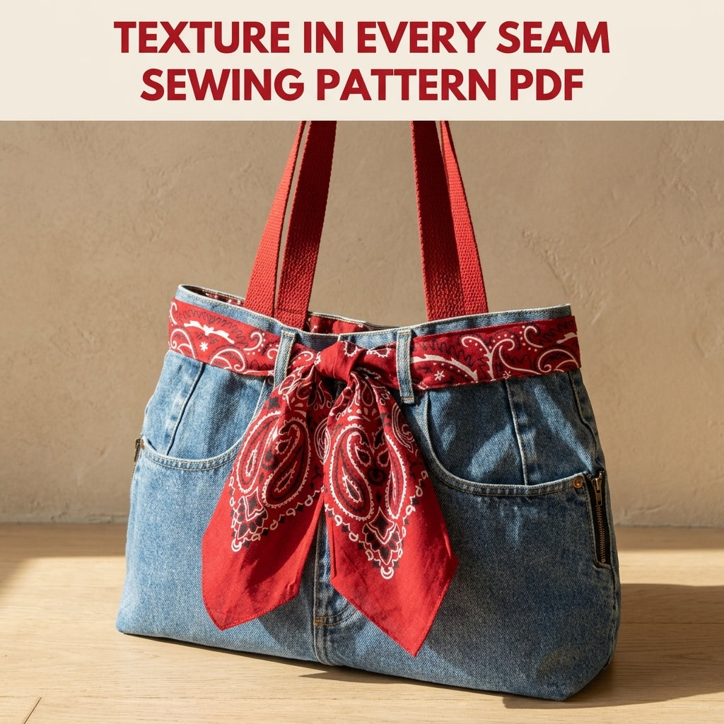 Bandana Bow Jeans Bag Sewing Pattern PDF – Upcycled Denim Shoulder Bag