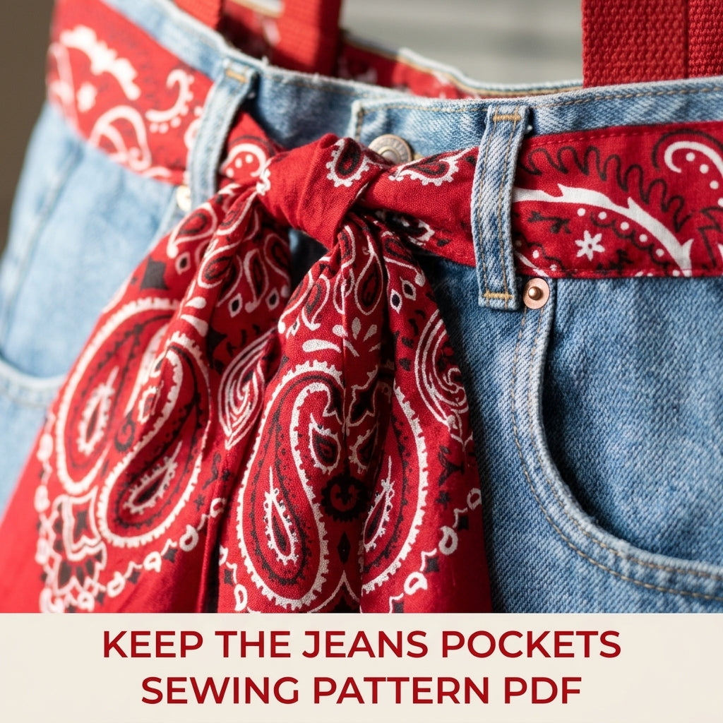 Bandana Bow Jeans Bag Sewing Pattern PDF – Upcycled Denim Shoulder Bag