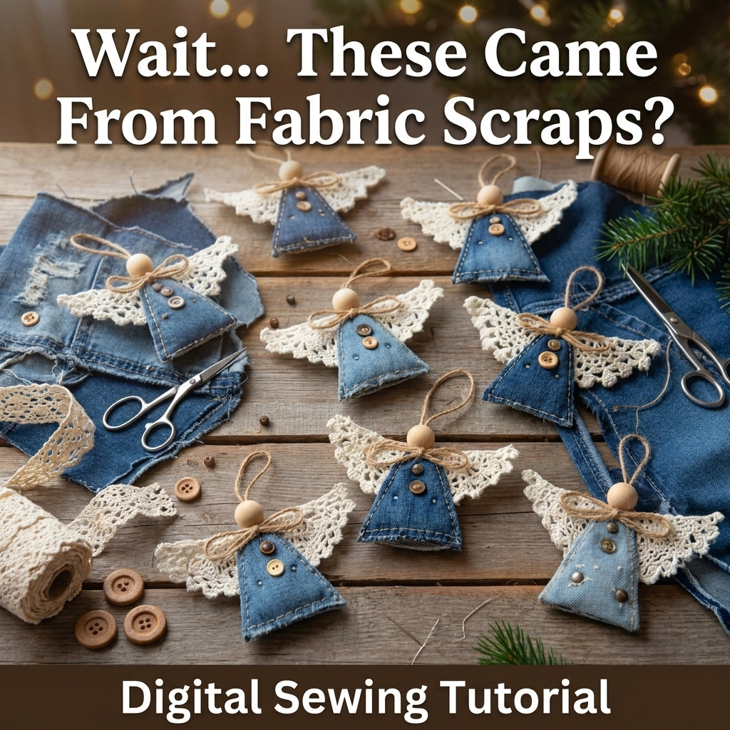 Denim Angel Ornament PDF Sewing Pattern | Upcycled Jeans Christmas Decorations | Scrap-Busting Beginner Project | Instant Download