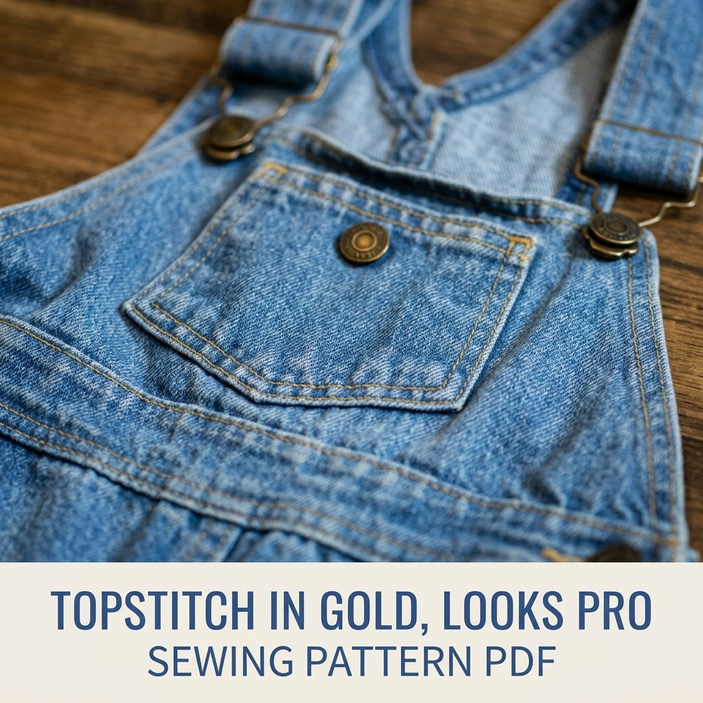 Kids Denim Overalls Sewing Pattern PDF – Toddler Bib Overalls with Snap Legs