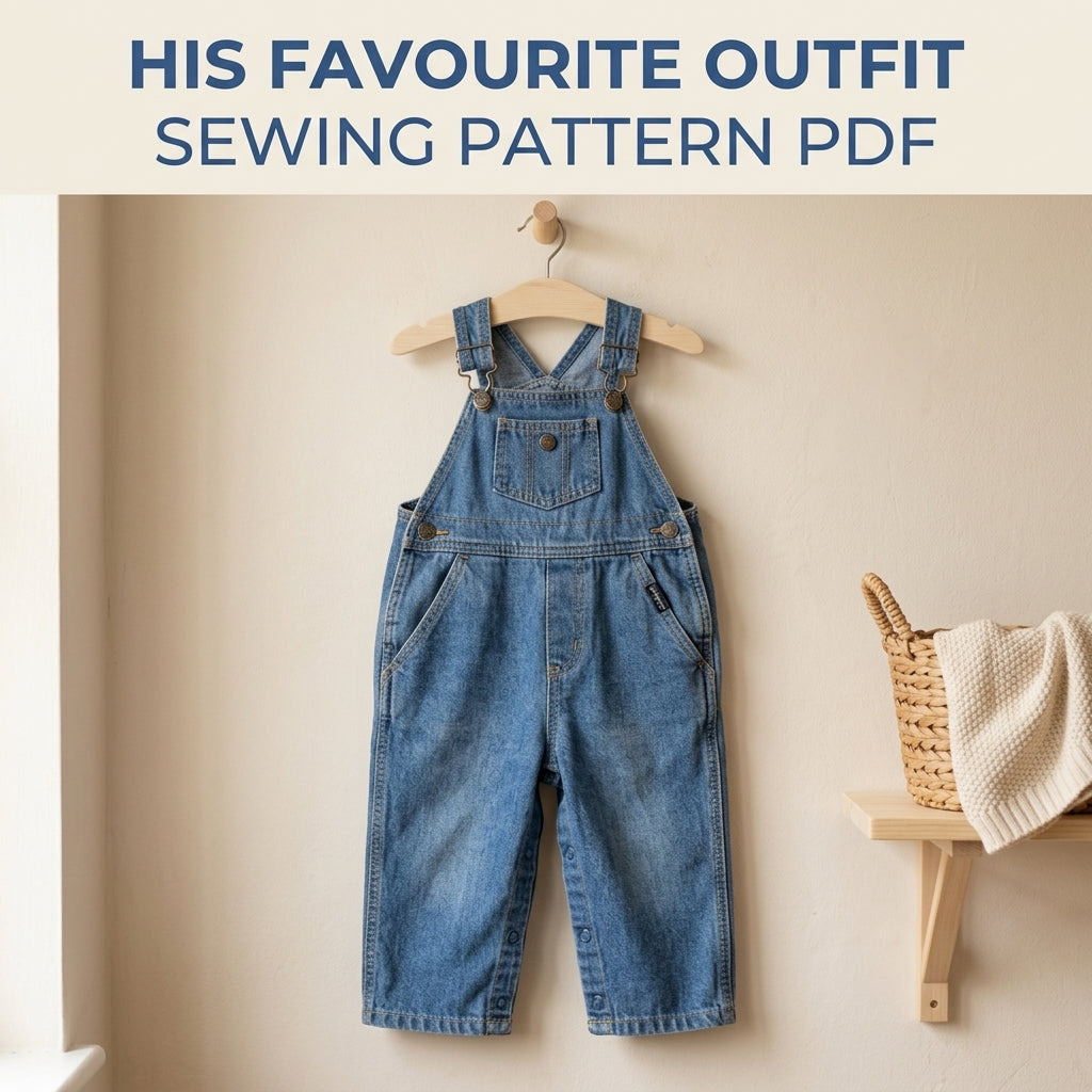 Kids Denim Overalls Sewing Pattern PDF – Toddler Bib Overalls with Snap Legs