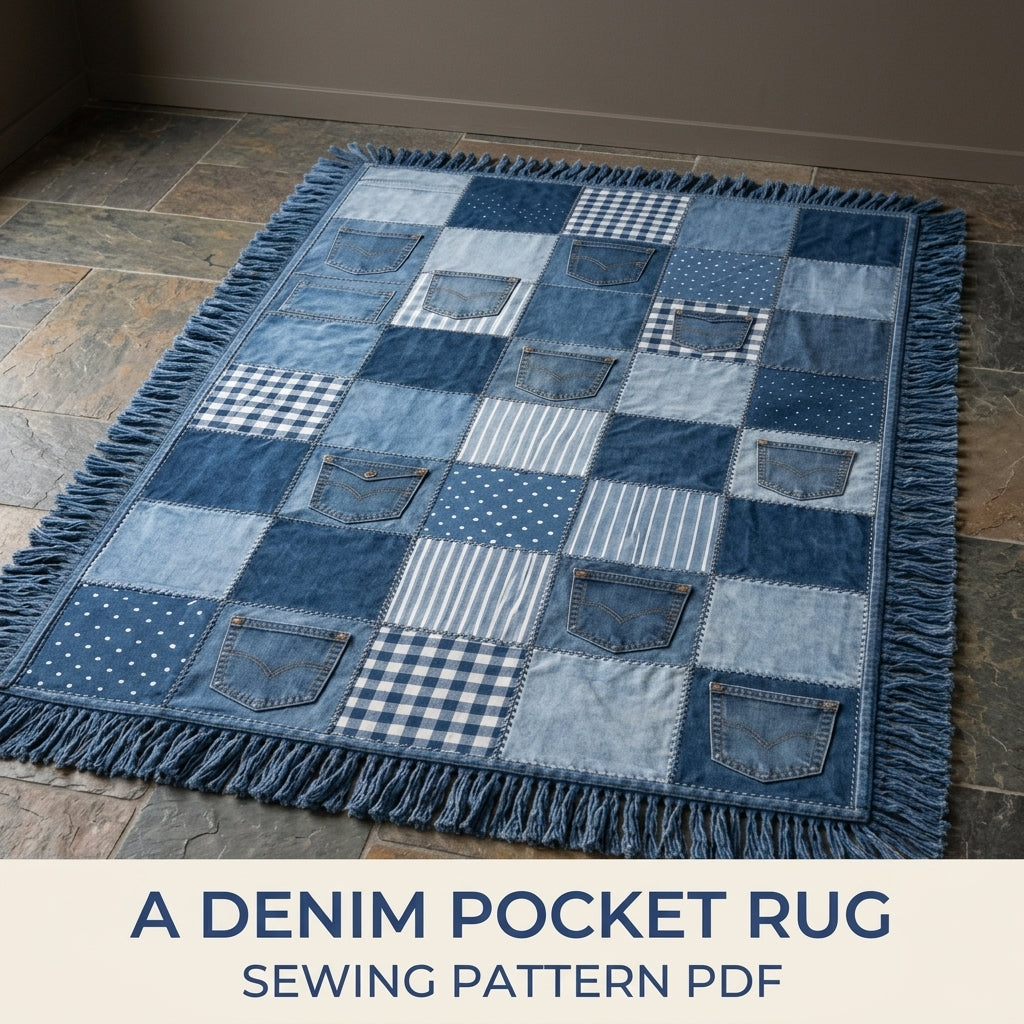 Denim Pocket Patchwork Rug Sewing Pattern PDF – Upcycled Jeans Area Rug
