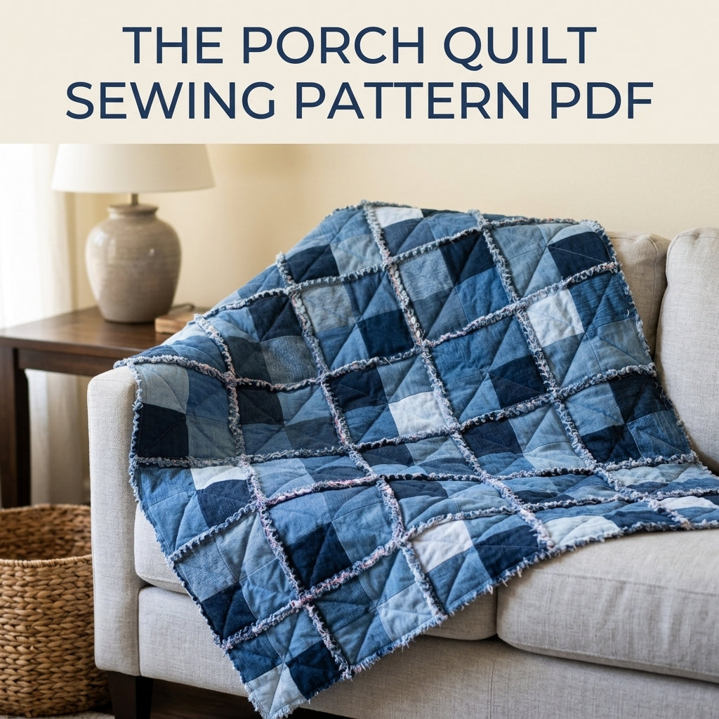 Denim Rag Quilt Sewing Pattern PDF – Easy Upcycled Jeans Quilt