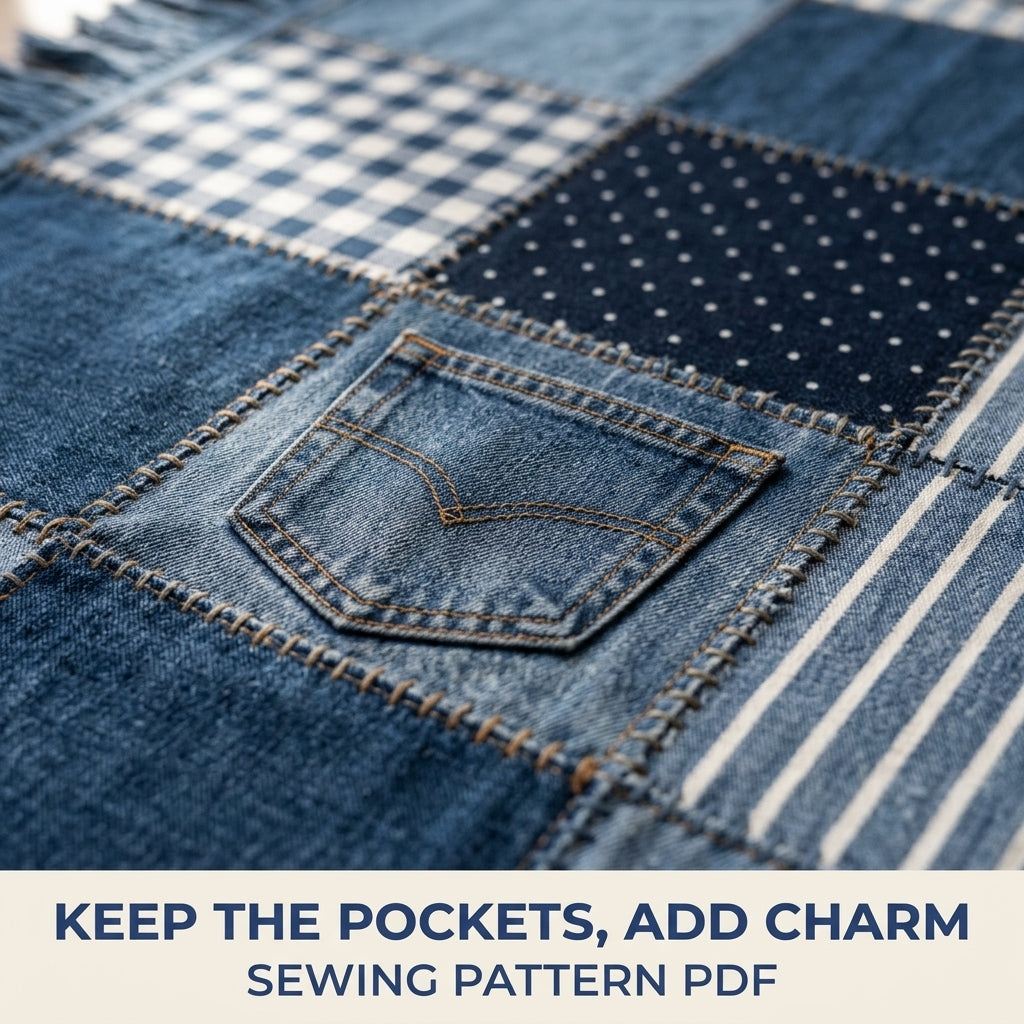 Denim Pocket Patchwork Rug Sewing Pattern PDF – Upcycled Jeans Area Rug