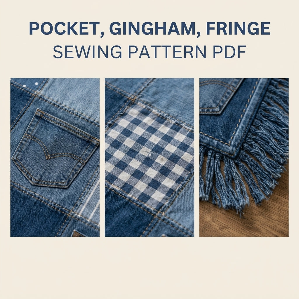 Denim Pocket Patchwork Rug Sewing Pattern PDF – Upcycled Jeans Area Rug