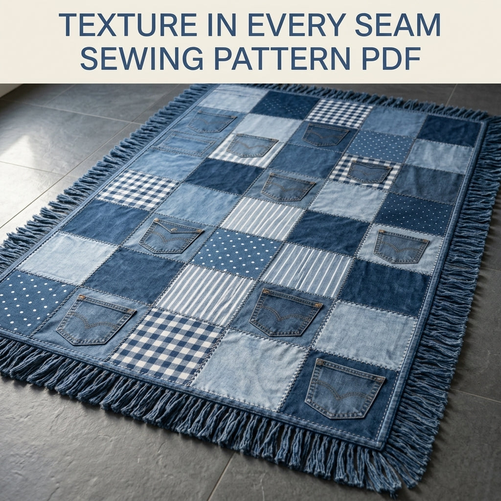 Denim Pocket Patchwork Rug Sewing Pattern PDF – Upcycled Jeans Area Rug