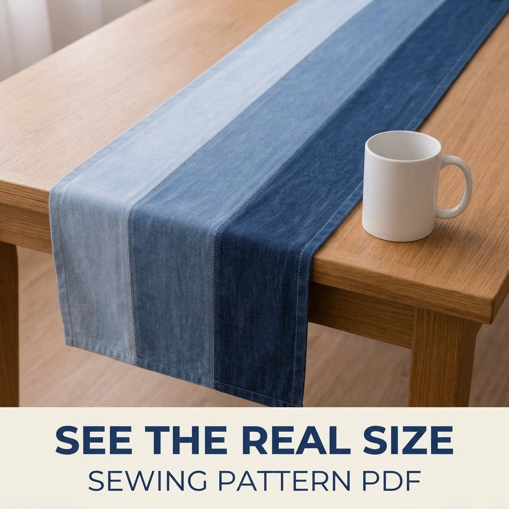 Ombré Denim Table Runner Sewing Pattern PDF – Upcycled Jeans Table Runner