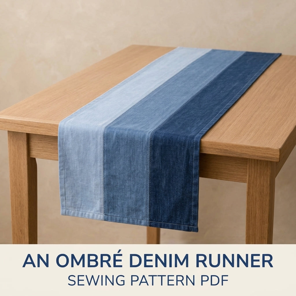 Ombré Denim Table Runner Sewing Pattern PDF – Upcycled Jeans Table Runner