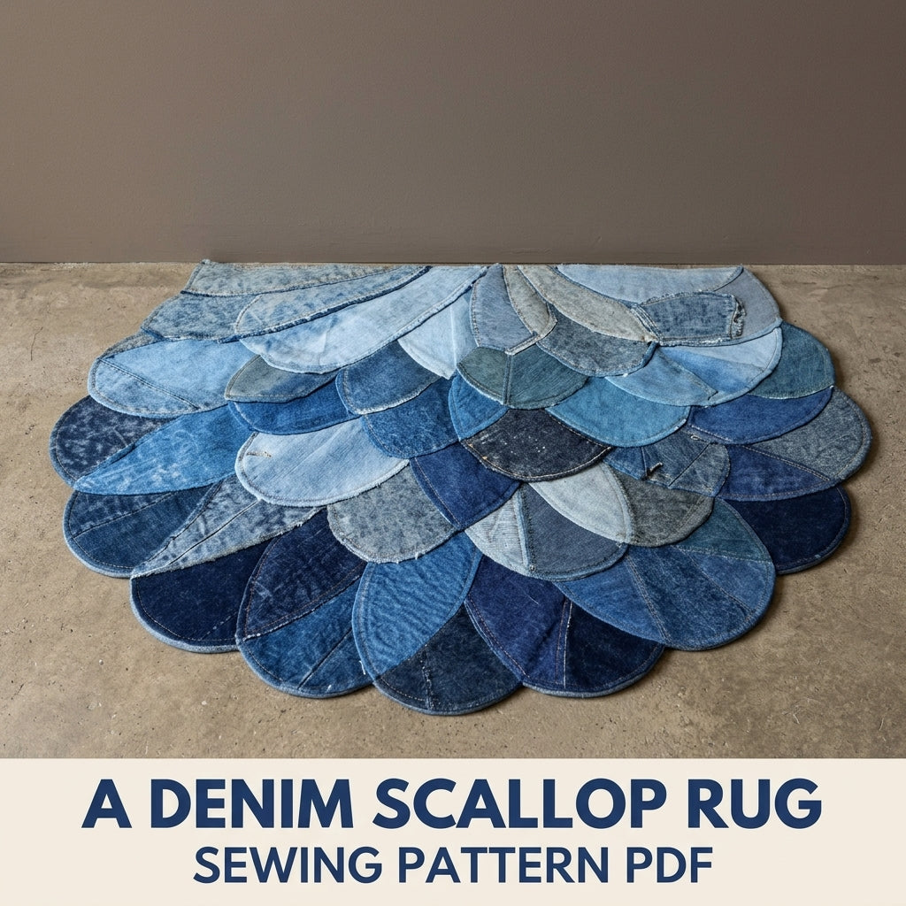 Denim Scallop Half Moon Rug Sewing Pattern PDF – Upcycled Jeans Doormat
