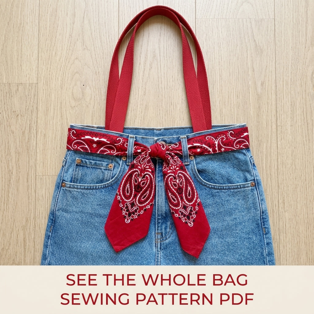 Bandana Bow Jeans Bag Sewing Pattern PDF – Upcycled Denim Shoulder Bag