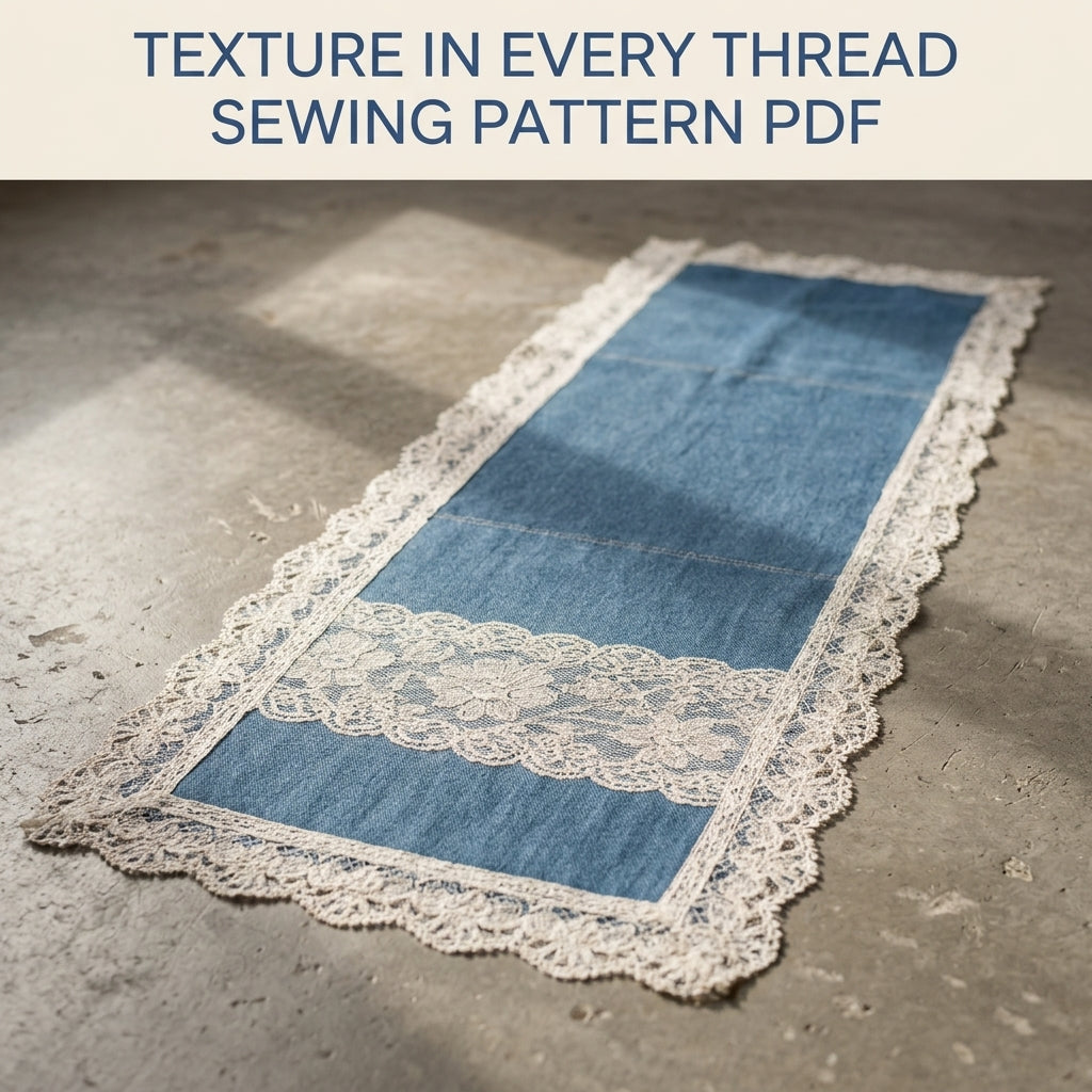 Denim Lace Table Runner Sewing Pattern PDF – Upcycled Jeans Table Decor