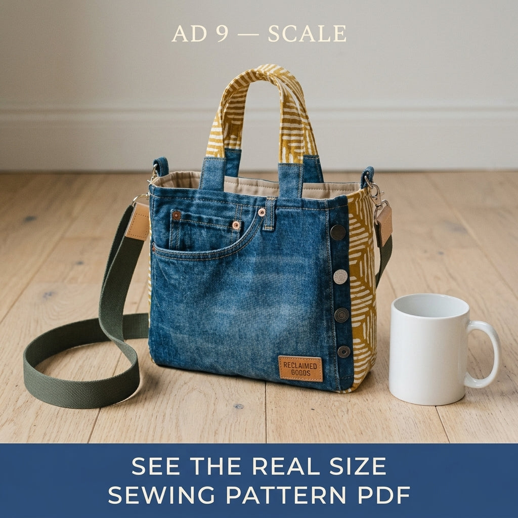 Jeans Pocket Mini Tote Sewing Pattern PDF – Upcycled Denim Crossbody